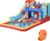 Outsunny Bouncy Castle with Water Slide, 4 in 1 Trampoline Climbing Wall, Kids Inflatable Bounce House with Blower Storage Bag, for Kids Indoor, Outdoor, 4.35 x 2.45 x 2m