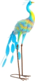Outsunny Peacock Garden Statue, Standing Garden Ornament, Metal Garden Gift with Stakes for Patio Pond Landscape Decoration, Multi-Colour