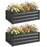 Outsunny Set of 2 Raised Garden Bed, Outdoor Planter Box with Galvanised Steel Frame for Growing Vegetables, Flowers , 100 x 60 x 30 cm