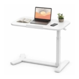 Overbed Table with Adjustable Height, Hidden Casters, Laptop Tray