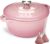 Overmont 26cm/5.2L Enamelled Cast Iron Round Casserole Pot With Lid Cookbook & Cotton Potholders – Non-stick Dutch Oven Cookware for Braising, Stews, Roasting, Bread Baking – Pink, 5.5QT