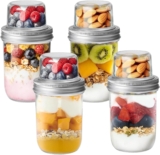 Overnight Oats Jar with Lids, 100ML500ML Dual-Layer Glass Overnight Oat