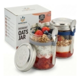 Overnight Oats Jar with Spoon 2-Pack