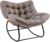 Oversized Outdoor Egg Rocking Chair with Cushion for Garden Grey Weather-Resistant PE Rattan Egg Rocker with Thick Removable Cushion and Heavy-Duty Metal Frame for Patio, Balcony and Garden