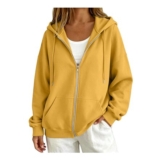Oversized Zip Hoodie for Women, Long Sleeve, Yellow