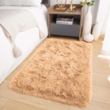 Oxford Homeware Rugs Living Room 60×110 cm Beige Area Rugs for Bedroom Small Fluffy Shaggy Super Soft Non Slip Rug Washable Modern Floor Carpets Bedside Rug for Kids Room