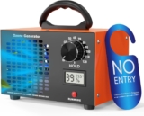 Ozone Generator – 120,000 mg/h Ozone Machine with 120Min Timer, Temperature and Humidity Display, Suitable for 500, Odor Eliminator Air Purifier for Car, Home, Pet, Cooking, Smoke, Kitchen, Hotel