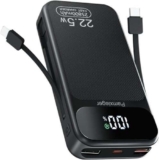 PAMXIEGER 25800mAh Portable Charger 22.5W Power Bank with USB C Cable & Output – w/code Sold by DC Sports Ltd