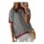 PASUDA Womens Short Sleeve Round-Neck Striped Knit Tee Black XL