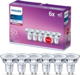 PHILIPS Classic Spotlight LED Bulb, GU10, Pack of 6 Cool White Ambiance Light, Long Life, 50W, 4000k, 390lm