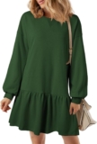 PICKLION Womens Casual Dress Long Sleeve Ladies Pullover Dress Mini Pleated Ruffle Sweatshirt Dresses