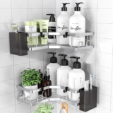 PKBD Corner Shower Caddy 2 Pack Bathroom Storage No Drilling,Silver