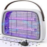 PKBD Stylish LED Fly Zapper with Leather Handle, Electric Fly Killer & Mosquito Trap for Home, Kitchen & Garden, 12W High-Voltage Bug Zapper, Safe Indoor Insect Control, Easy Clean Tray (Graphite)