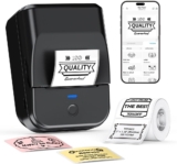 PM240 Bluetooth Thermal Label Printer 2 Inch with Tape, Black Multi-Templates, 50×30 Label, Portable for Industrial, Office, School, Home Kitchen Organization