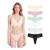 POWER FLOWER Womens Cotton Lace Thongs Low Rise T-Back