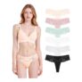 POWER FLOWER Womens Cotton Lace Thongs Low Rise T-Back