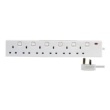 PRO ELEC 6-Gang Switched Mains Extension Lead, 5m, 13A, White