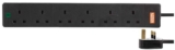 PRO ELEC 6Gang Surge Protected Extension Lead, 5m Cable, 13A, Black PELB1755