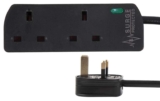 PRO ELEC PELB1989 2-Gang Extension Lead with Surge Protection, 1m, Black – Prime Deal