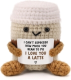 PRSTENLY Gifts for Him & Her, Handmade Crochet Coffee Cup with Card