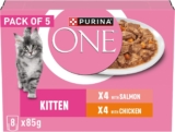 PURINA ONE – Kitten Wet Cat Food – Mini Fillets in Gravy – Salmon & Carrots and Chicken & Carrots – 85g x 40 Pouches