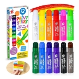 Pack of 12 Washable Tempera Paint Sticks, Non-Toxic, All Ages