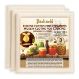 Pack of 3 100% Unbleached Cheesecloth Muslin Cloths, 50×50 Cm