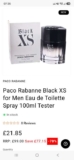 Paco Rabanne Black XS for Men Eau de Toilette Spray 100ml Tester