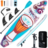 Paddle board, 106 x 33 x 6 Ultra-Wide Inflatable Paddle Board for Adults, Lightweight SUP Board with Backpack, Pump, Waterprrof Phone Case Repair Kit for Yoga, Fishing, Surfing