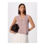 Pale Pink v Neck Button Front Knit Tank