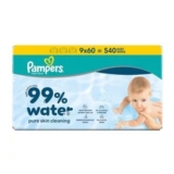 Pampers 99% Water Baby Wet Wipes, 540 Baby Wet Wipes