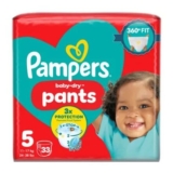 Pampers Baby-Dry Nappy Pants Size 5, 33 Nappies, 11kg-17kg,