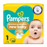Pampers Premium Protection New Baby Size 1, 50 Nappies, 2kg-5kg