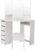 Panana Corner Dressing Table with Mirror, Makeup Table Set with Cushioned Stool Storage 5 Drawers Shelves Cosmetic Vanity Dresser Desk for Bedroom Home White