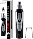 Paonies Nose Hair Trimmer for Men and Women, 2026 Professional Painless Ear and Nose Hair Trimmer Clipper, Battery-Operated Facial Hair Removal with IPX7 Waterproof, Dual Edge Blades, Easy to Clean