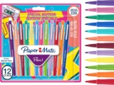 Paper Mate Flair Felt Tip Pens Medium Point (0.7 mm) Marker Pens Assorted Retro Colouring Pens For Kids & Adult ColouringJournalling & More 12 Count