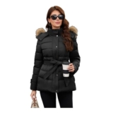 Papillon dOr Belted Mid-Length Puffer Coat with Fur Hood