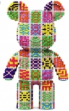 Patchwork Building Block Bear Sculpture 27cm Tall 2500 PCS Colorful Brick Figure, Mosaic Style Bear, DIY Collectible Display Art Toy, Creative Gift for Teens & Adults