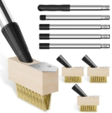 Patio Weed Remover Tool with 61 Long Handle and 4 Weed Brush Heads,Manual Weed Scraper for Removing Moss and Weeds on Block Paving, Garden Path, Patio, Driveway