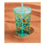 Patterned Plastic Mug with a Straw