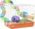 Pawhut 2 Tier Hamster Cage, Gerbil Cage with Handle, Exercise Wheels, Tunnel, Water Bottle, Dishes, Ladder, for Dwarf Hamster, Orange