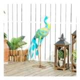 Peacock Garden Statue, Metal Garden Gift with Stakes, Multi-Colour