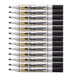 Pentel 4.2mm Bullet Tip White Board Marker 12 Pack – Black