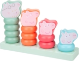 Peppa Pig Grow with Peppa Wooden Family Ring Stacker Stacking Toy for Toddlers with Peppa George Mummy Pig and Daddy Pig Wooden Rings Early Learning Toy for Sorting and Coordination 12 Months