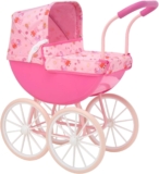 Peppa Pig My First Carriage Dolls Pram Pink Toy Pram with Peppa Pig Fabric, Adjustable Hood, Removable Apron, Comfort Grip Handles Premium English Traditional Carriage Pushchair Kids 3