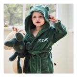 Personalised Forest Green Fleece Robe with Ears