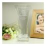 Personalised Leaf Motif Hand Cut Diamond Effect Heart Vase