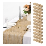 Pesonlook 12-Pack Light Brown Cheesecloth Table Runner, 35×120 In