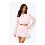 Petite Crochet Long Sleeve and Mini Skirt Co Ord