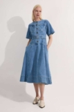 Petite Denim Soft Wash Short Sleeve Belted Midi Dress in sizes 4 – 8 (Petite) or 6 (Regular) w/Code